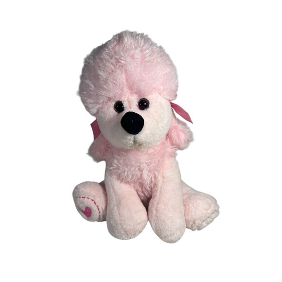 Inter-American Fuzzy Poodle Pink Stuffed Plush Toy 11" Heart Feet Holiday Home - Picture 14 of 16